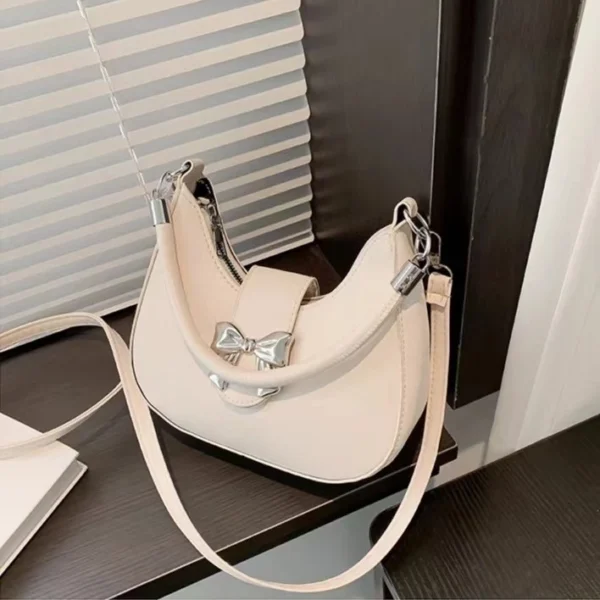 Women Bow PU Leather Underarm Bag