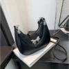 Women Bow PU Leather Underarm Bag